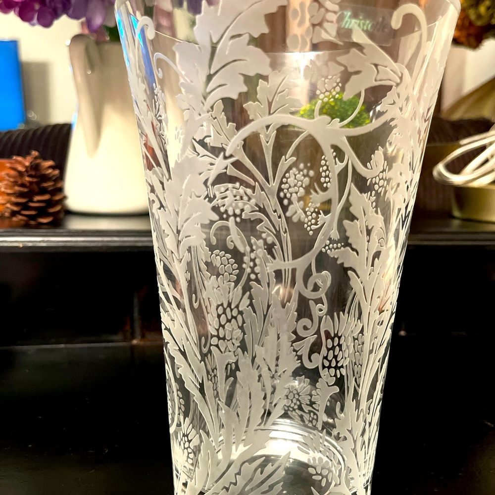 Cristofle Marley Etched Vase